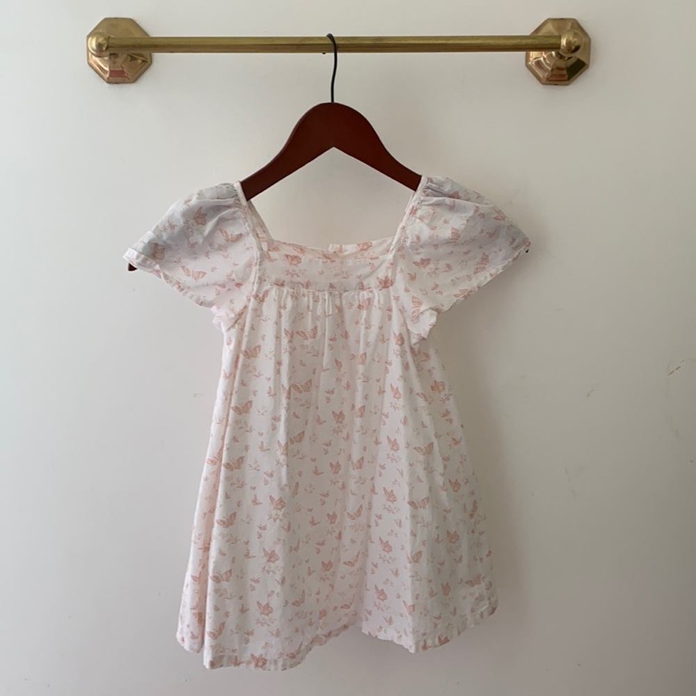 Girls Baby Gap 3T whimsical dress. White with pale pink butterflies.